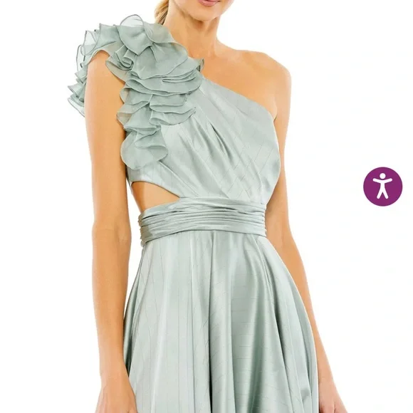 NWT Mac Duggal Women's Mint High-Low Dress Sz 12 - Picture 3 of 4